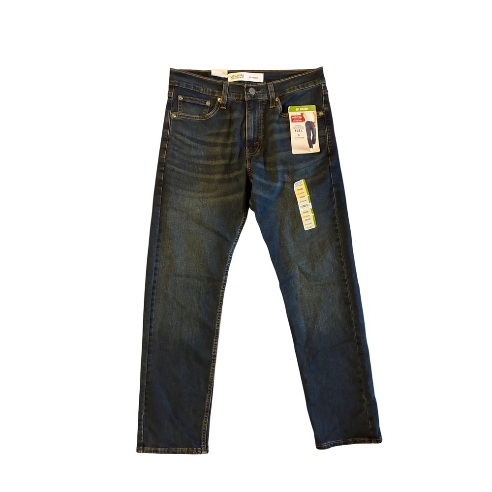 Signature Levi Strauss S51 Straight Leg Jeans Mens 29x30 Dark Wash Super Flex